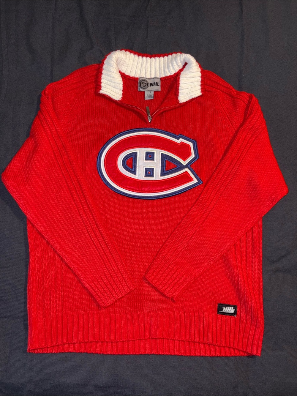 Montreal Canadians Official Half Zip Sweater Knit NHL Hockey